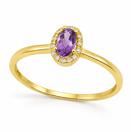 [00195SAM] 5x3MM AMETHIST 9 KARAT GOLD RING