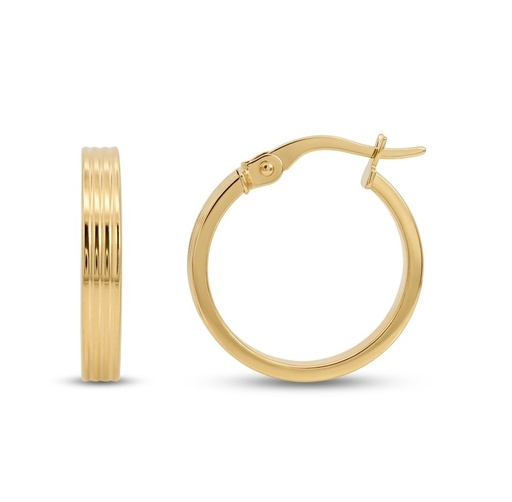 [9K0099] AROS RAYADOS 14x3MM.CIERRE CATALAN.9 KILATES