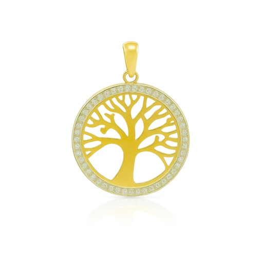 [3734] 13MM TWO TONE TREE OF LIFE PENDANT WITH CZ.