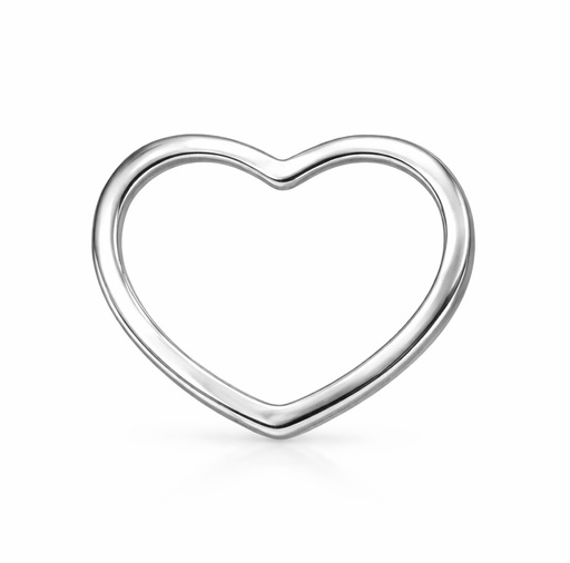[3955B] 12MM PLAIN HEART WHITE GOLD PENDANT.