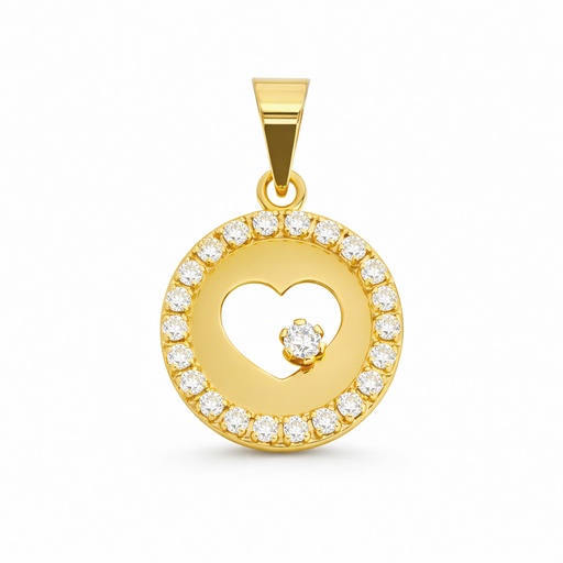 [4962] 10MM HEART PENDANT WITH CZ.
