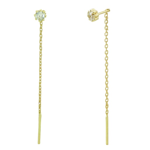 [5693] CUBIC ZIRCONIA AND CHAIN EARRINGS.