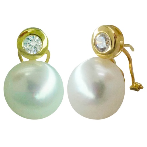 [1703] PENDIENTES CHATON 4MM Y PERLA 10/11MM.OMEGA