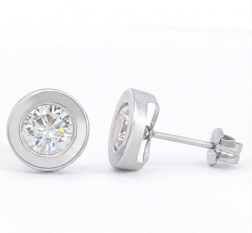 [1029B] PENDIENTES "DONUT" ORO BLANCO CIRCONITAS 8MM.PRESION.