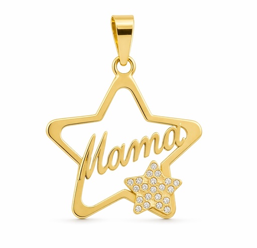 [5041] 24MM STAR "MUM"PENDANT WITH CZ