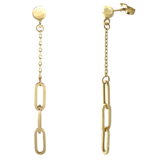 [5587] 35MM CHAIN AND LINKS DANGLING EARRINGS.
