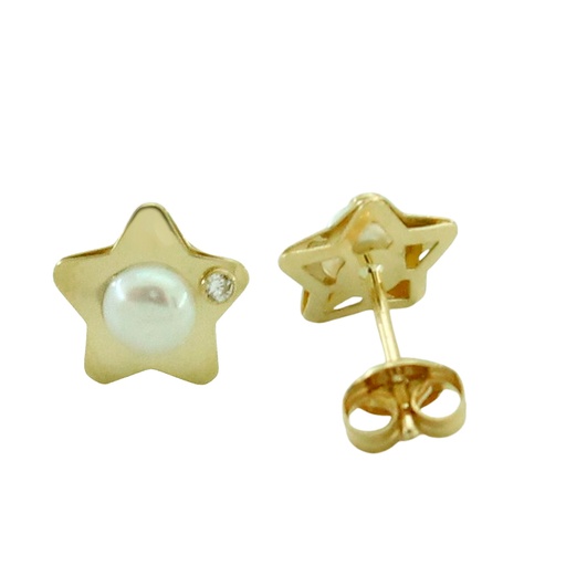 [5813] 3.5MM PEARL STAR STUD EARRINGS.6.5 MM.