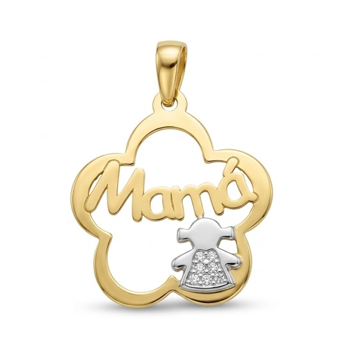 [3123] 20MM GIRL SILHOUETTE "MUM"PENDANT.