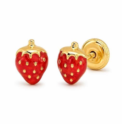 [9767] 7MM ENAMEL STRAWBERRY GIRL EARRINGS