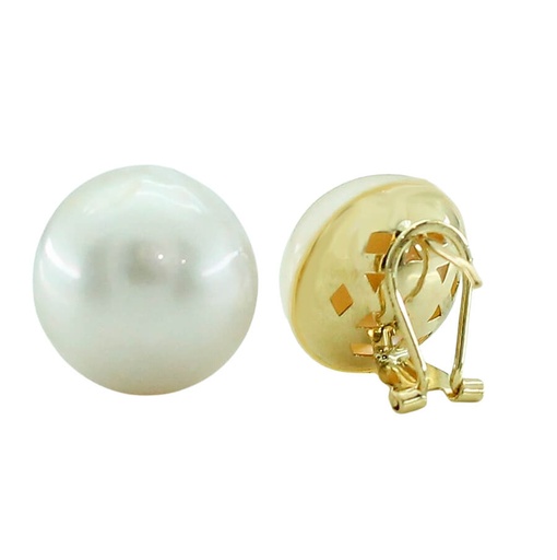 [6110/2] PENDIENTES PERLA MABE JAPONESA 15/18MM.CIERRE OMEGA. Perla Cultivada