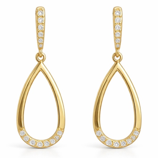 [3683] PENDIENTES LAGRIMA CIRCONITAS. 30x14MM.PRESION