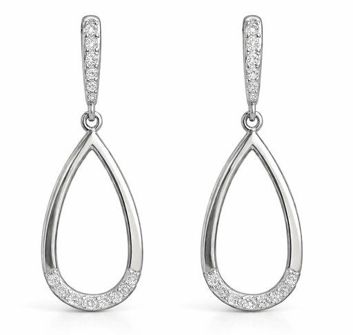 [3683B] PENDIENTES LAGRIMA ORO BLANCO.30x14MM.PRESION