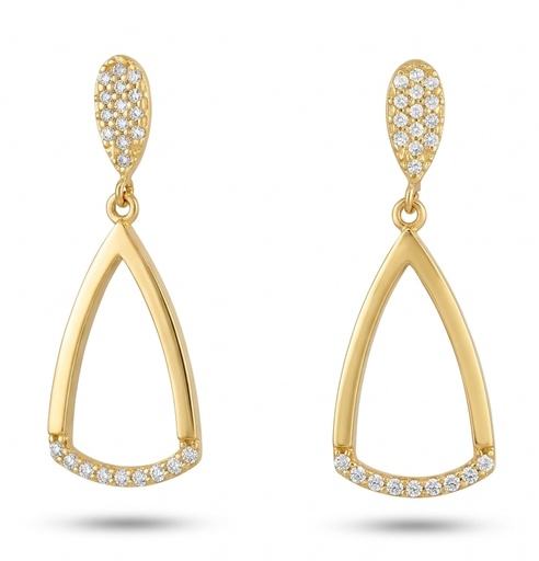 [3680] PENDIENTES LAGRIMAS CON CIRCONITAS. 30x14MM.PRESION