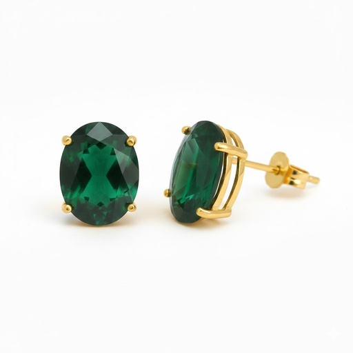 [5046E] PENDIENTES OVAL 10x8MM COLOR ESMERALDA PRESION