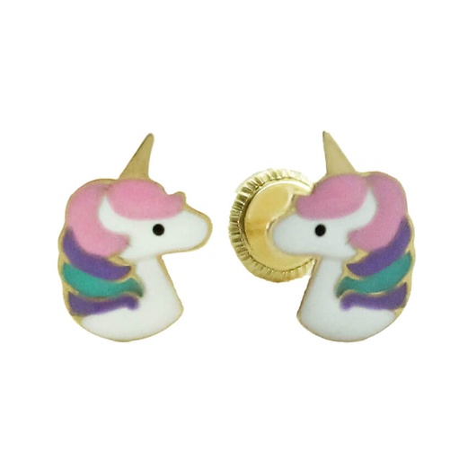 [5800] PENDIENTES UNICORNIO ESMALTE .8MM.TORNILLO