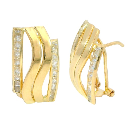 [3053] 19x9MM OMEGA BACK EARRINGS WITH CARRE CZ.
