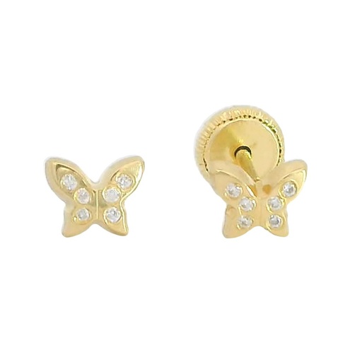 [2107] BUTTERFLY STUD EARRINGS WITH CZ..SCREWBACK.