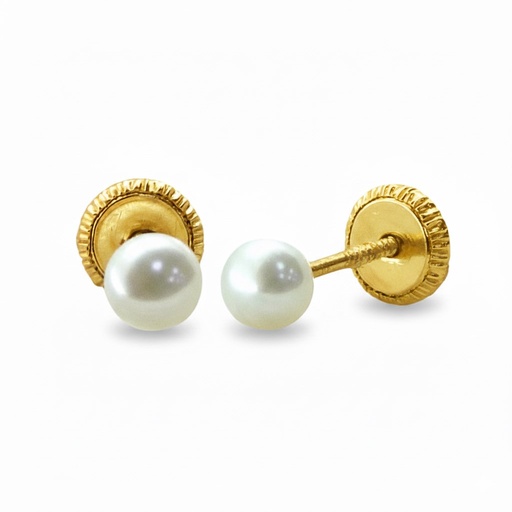 [9588] 3/3'5MM ROUND PEARL EARRINGS.SCREW BACK.