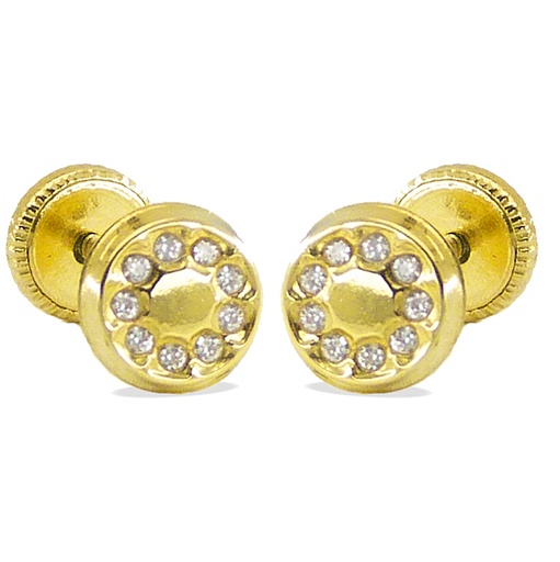 [3367] 5'5MM ROUND STUD EARRINGS WITH CZ.SCREW BACK.