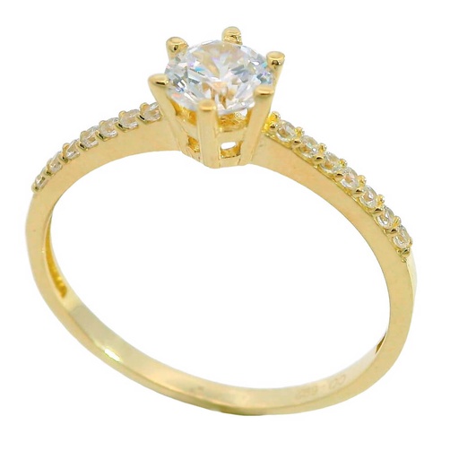 [4140] 5MM CZ  GOLD RING.