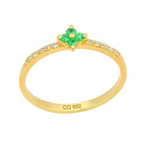 [B4166/SE] SORTIJA ESMERALDAS DE  1.5MM 10 BRILLANTES 1MM H-SI 0.07 CT